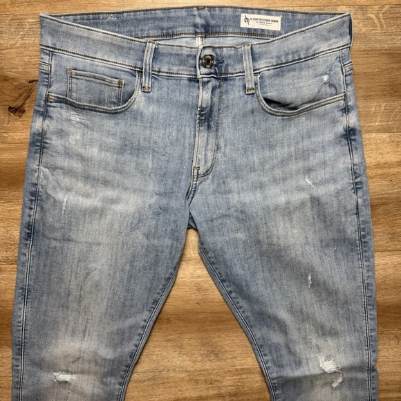 G Star RAW Jeans Men 33x32 Blue 3301 Deconstructed Super Slim Restored Distress - Picture 1 of 14